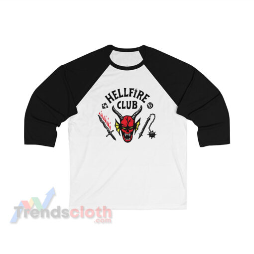 Stranger Things 4 The Hellfire Club Unisex 3\4 Sleeve Baseball T-Shirt